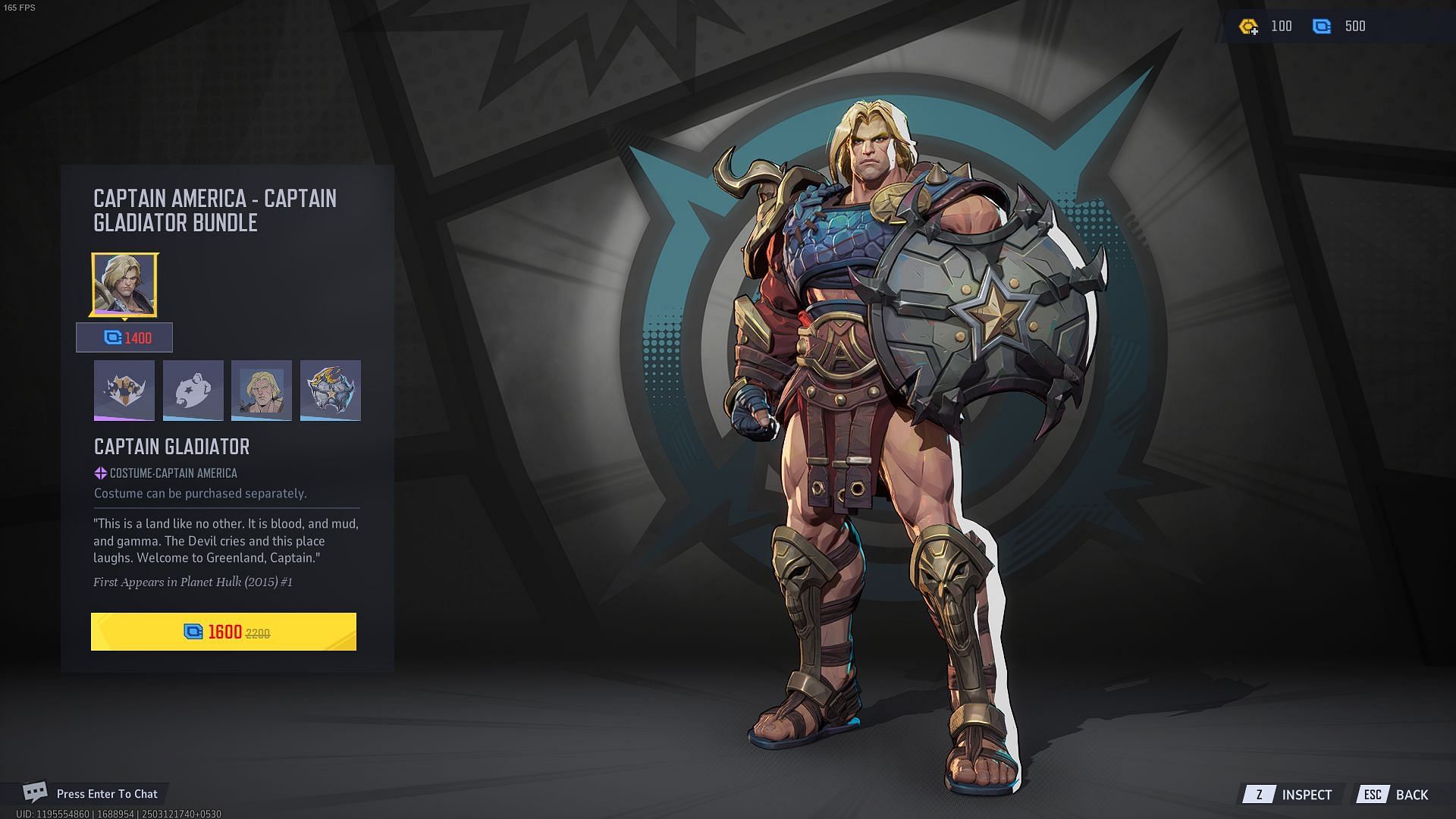 Captain Gladiator skin for Captain America (Image via NetEase Games)